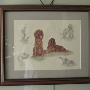 NIGEL HEMMING SIGNED PRINT/IRISH SETTERS  23 X 19 INCHES